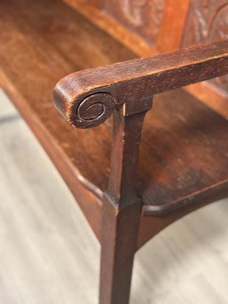 Arts and Crafts Oak Hall Bench c.1900