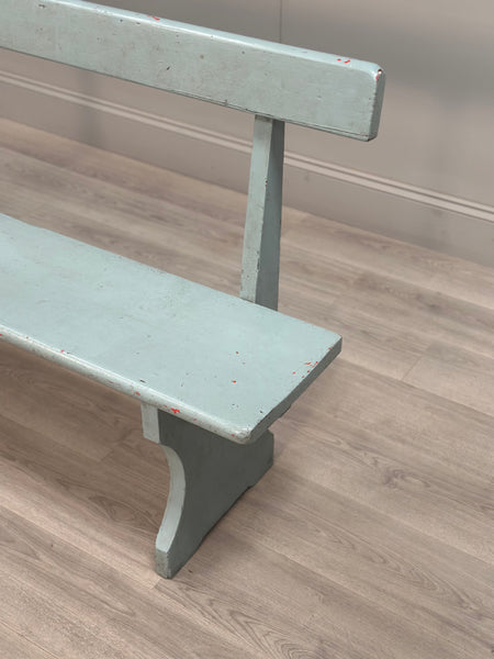 Antique Pine Bench In Blue Paint