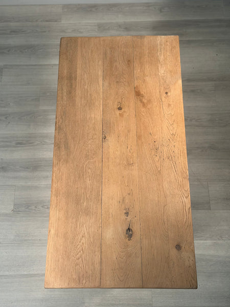 Antique Light Oak Farmhouse Dining Table