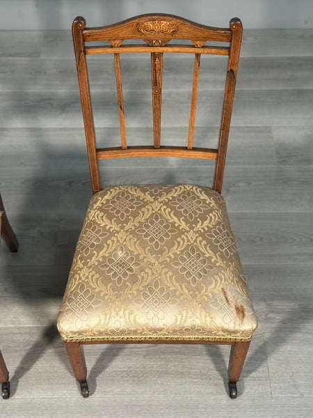 Pair Of Inlaid Rosewood Bedroom Chairs c.1880