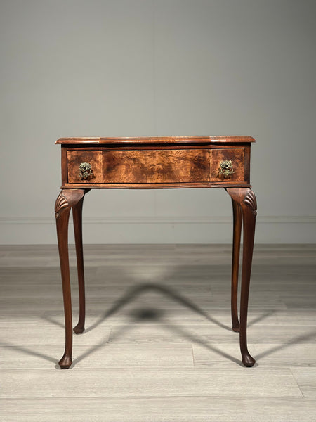 1920s Queen Anne Style Burr Walnut Side table