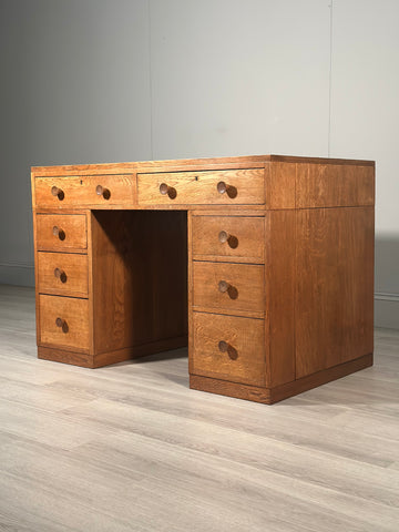 Antique Cotswold School Oak Desk c.1930