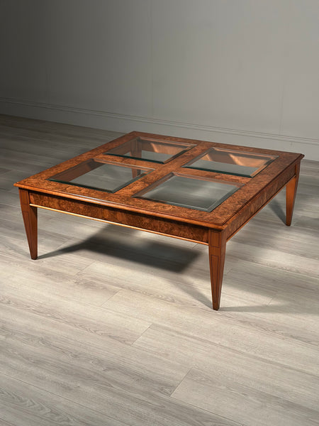 Large Burr Walnut & Glass Coffee Table By Iain James