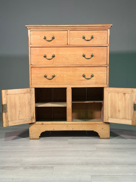 Early 19th Century Pine Linen Press