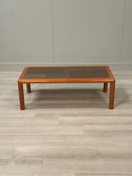 Danish Teak & Slate Coffee Table By Haslev