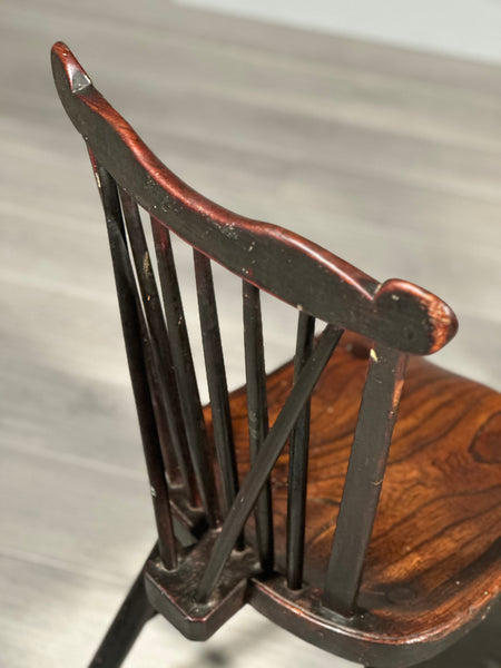 A Pair Of Antique Elm Kitchen Chairs C.1850