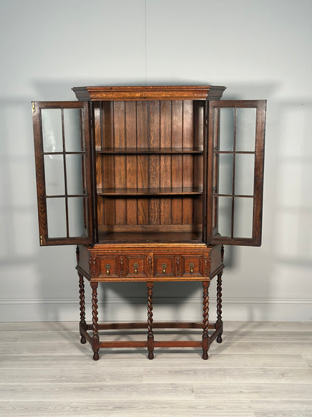 Tall 1920’s Oak Display Cabinet