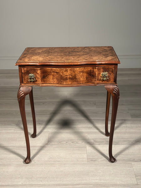 1920s Queen Anne Style Burr Walnut Side table