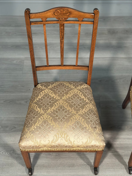Pair Of Inlaid Rosewood Bedroom Chairs c.1880