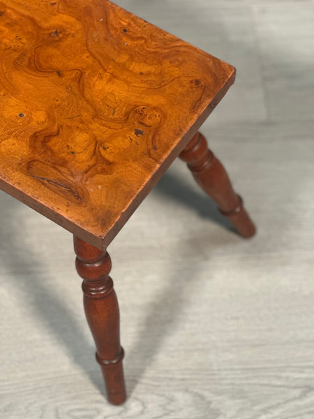 Small Burr Yew Wood Stool c.1880