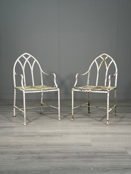 A Pair Of Antique Wrought Iron Garden Chairs