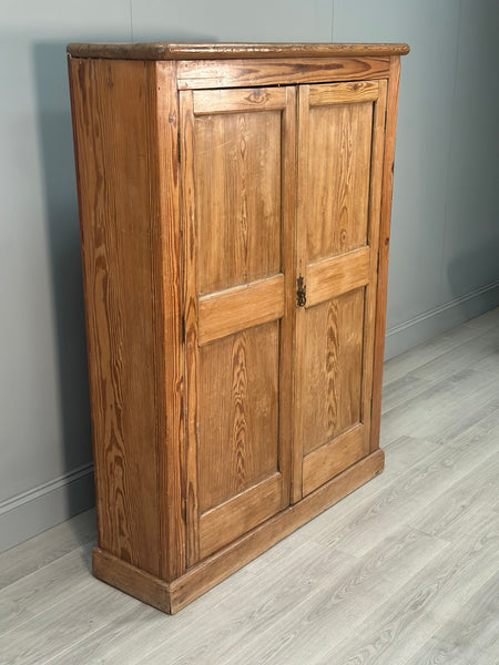 Large Antique Pitch Pine School Cupboard