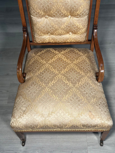 A Pair of His & Hers Inlaid Rosewood Armchairs c.1880