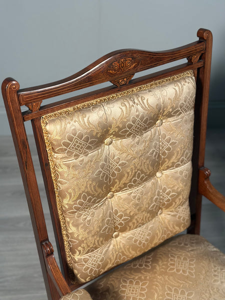 A Pair of His & Hers Inlaid Rosewood Armchairs c.1880