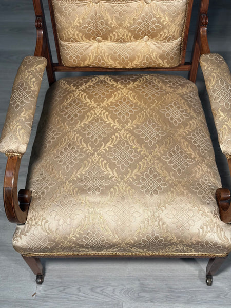 A Pair of His & Hers Inlaid Rosewood Armchairs c.1880