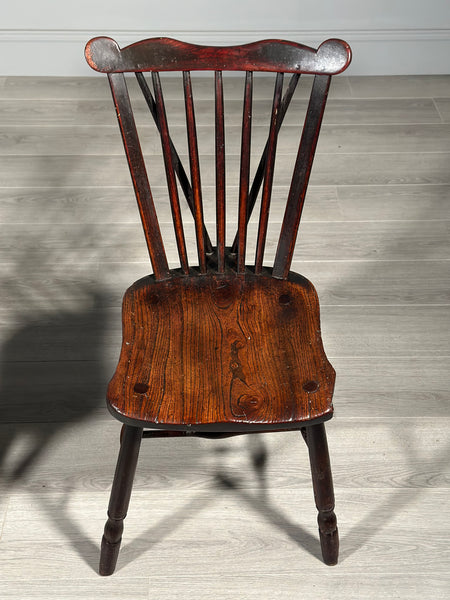 A Pair Of Antique Elm Kitchen Chairs C.1850