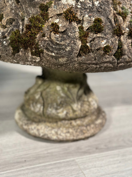 Pair Of Antique Weathered Composite Stone Urns
