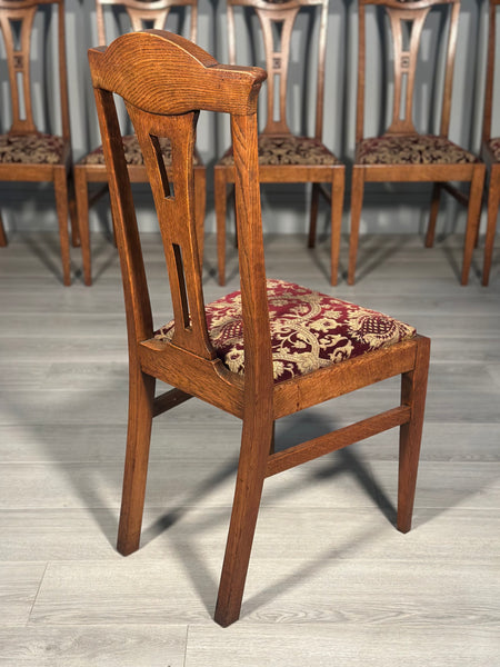 Set Of Eight Art Nouveau Oak Dining Chairs C.1900