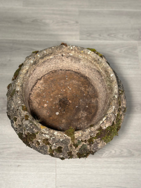 Pair Of Antique Weathered Composite Stone Urns