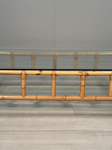 Vintage Bamboo & Glass Coffee Table