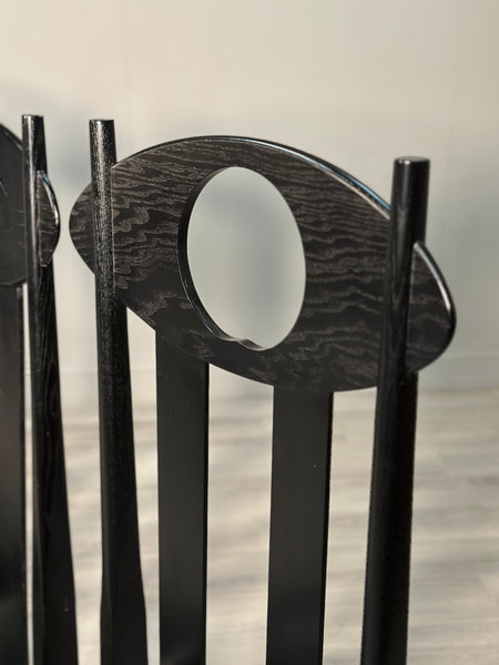 Set of 6 Argyle Dining Chairs Designed By Charles Rennie Mackintosh, Italy 1980’s