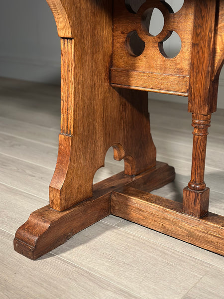 Light Oak Arts And Crafts Gothic Dining Table C.1890