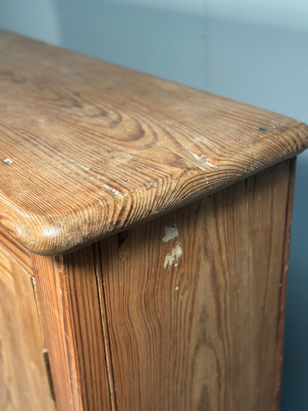 Large Antique Pitch Pine School Cupboard