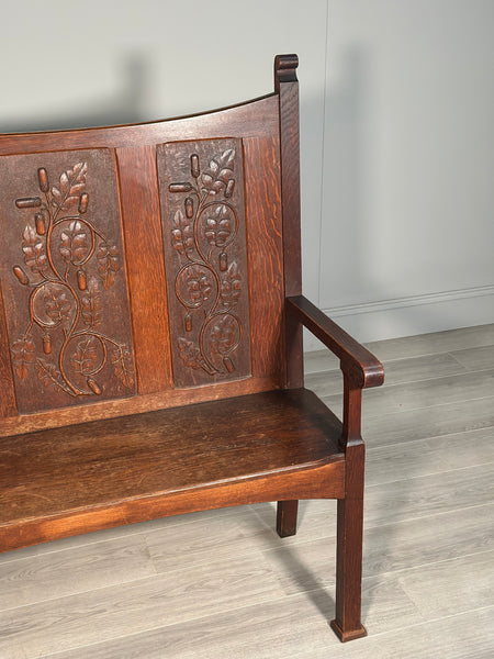Arts and Crafts Oak Hall Bench c.1900