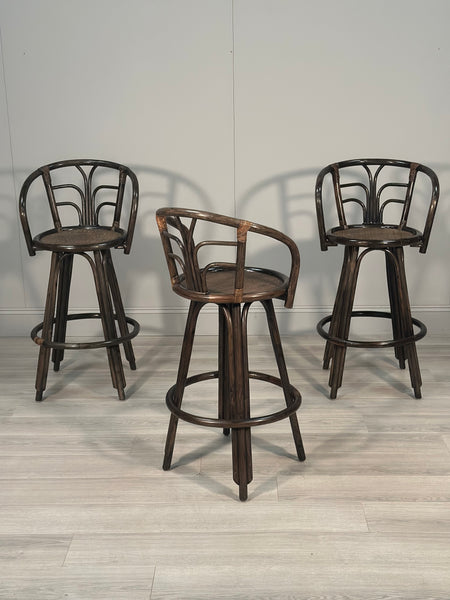 Vintage Bamboo Bar & 3 Stools