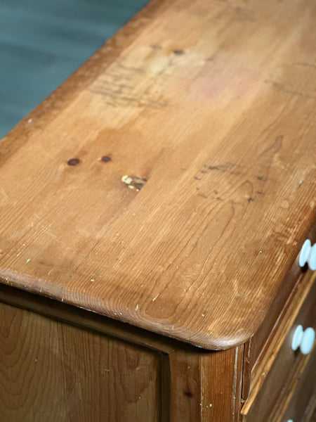 19th Century Wide Pine Chest Of Drawers