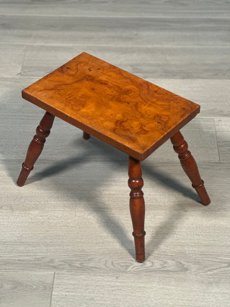 Small Burr Yew Wood Stool c.1880