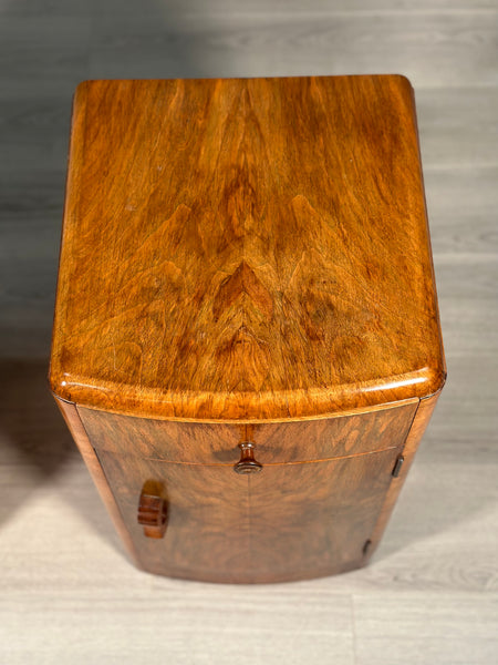 Burr Walnut Art Deco Bedside Cabinets