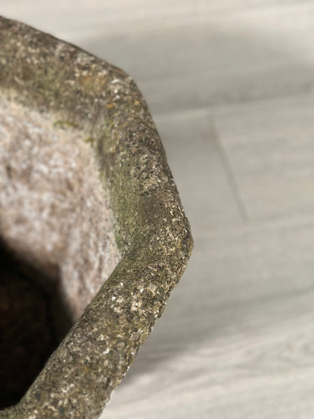 Pair Of Vintage Weathered Composite Stone Planters