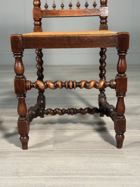 A Pair Of 19th Century Oak Rattan Side Chairs