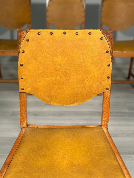 A Set Of 4 Golden Oak Art Deco Dining Chairs By G.Norman