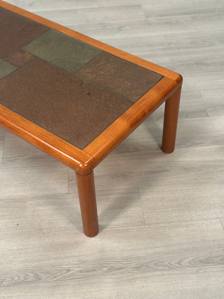 Danish Teak & Slate Coffee Table By Haslev