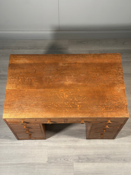 Antique Cotswold School Oak Desk c.1930