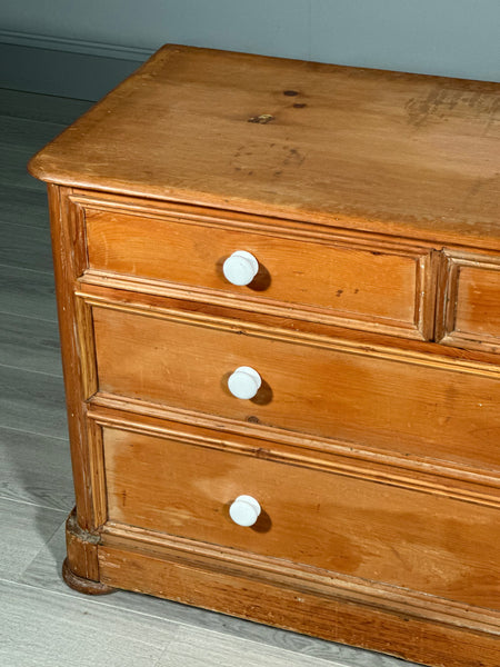 19th Century Wide Pine Chest Of Drawers