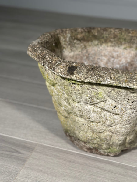 Pair Of Vintage Weathered Composite Stone Planters