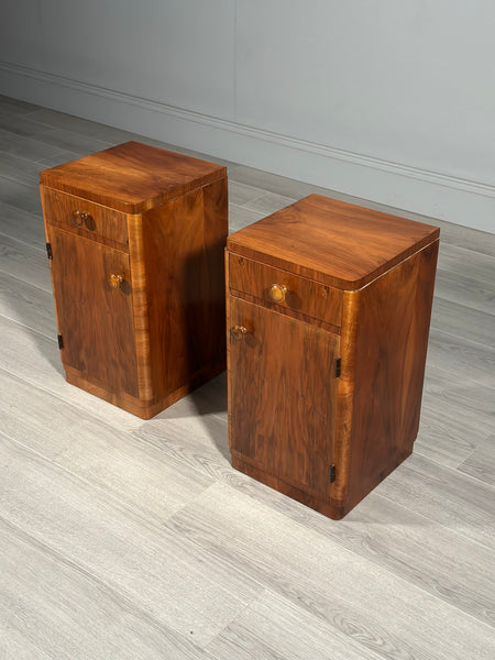 Burr Walnut Art Deco Bedside Cabinets