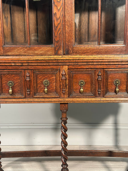 Tall 1920’s Oak Display Cabinet