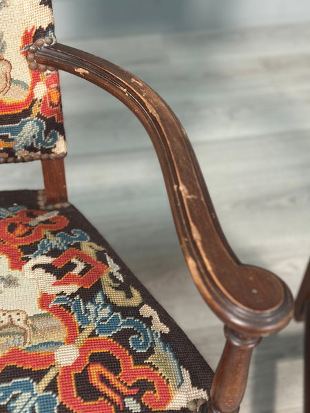 Pair of Antique Armchairs With A Gaspard De Wit Tapestry