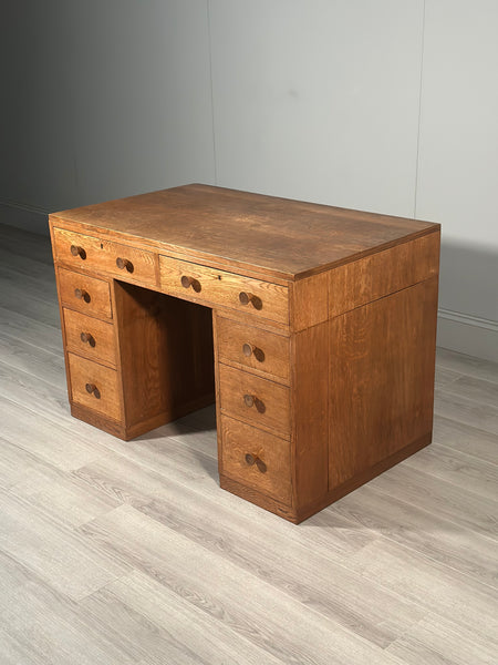Antique Cotswold School Oak Desk c.1930