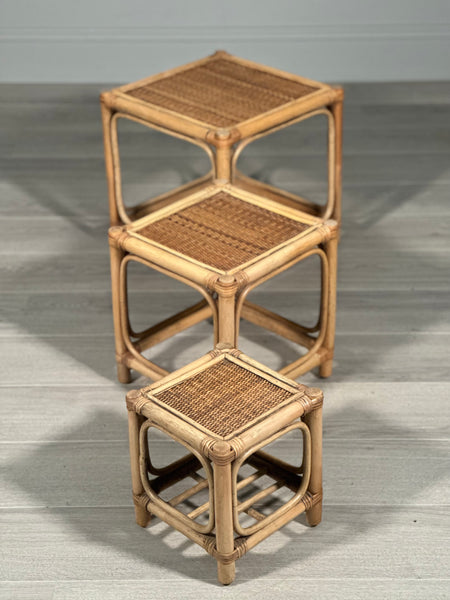 Mid 20th Century Bamboo Nest Of Tables