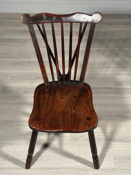 A Pair Of Antique Elm Kitchen Chairs C.1850