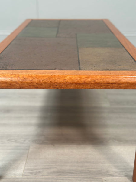 Danish Teak & Slate Coffee Table By Haslev
