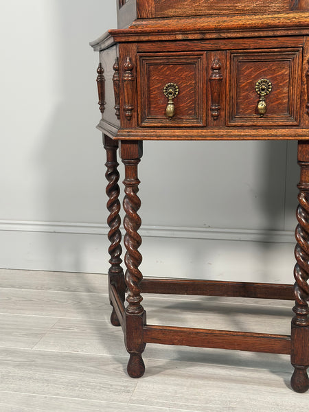 Tall 1920’s Oak Display Cabinet