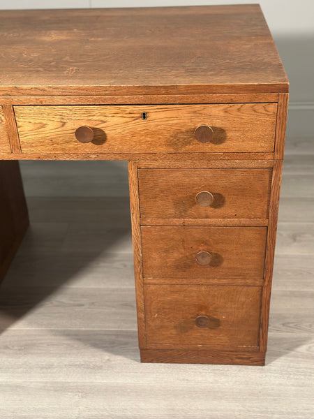 Antique Cotswold School Oak Desk c.1930