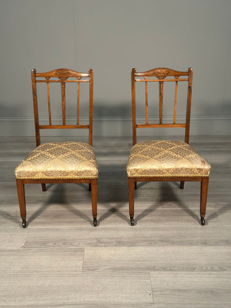 Pair Of Inlaid Rosewood Bedroom Chairs c.1880