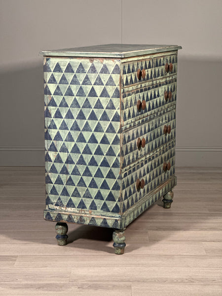19th Century Geometric Painted Chest Of Drawers